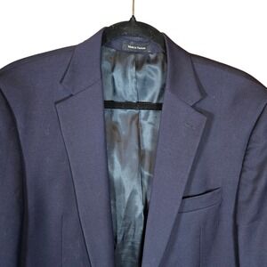 Oleg Cassini Men's Navy Blue Pinstripe 100%‎ Wool Blazer Sport Coat Elbow Patch